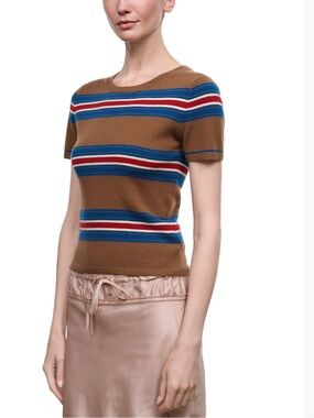 STAUD Easy Cashmere Tee in Savoy Stripe